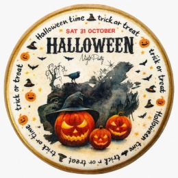 Ciastko lukrowane HALLOWEEN No.21 roz.M KOŁO ręcznie robione