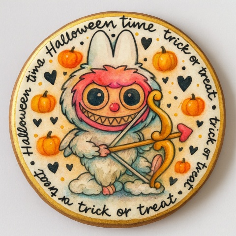 Ciastko lukrowane HALLOWEEN No.21 roz.XL KOŁO ręcznie robione