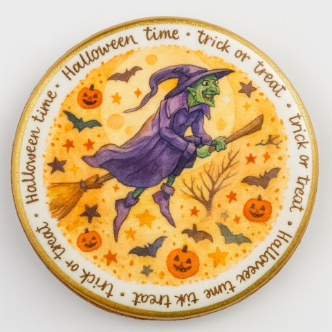 Ciastko lukrowane HALLOWEEN No.22 roz.M KOŁO ręcznie robione