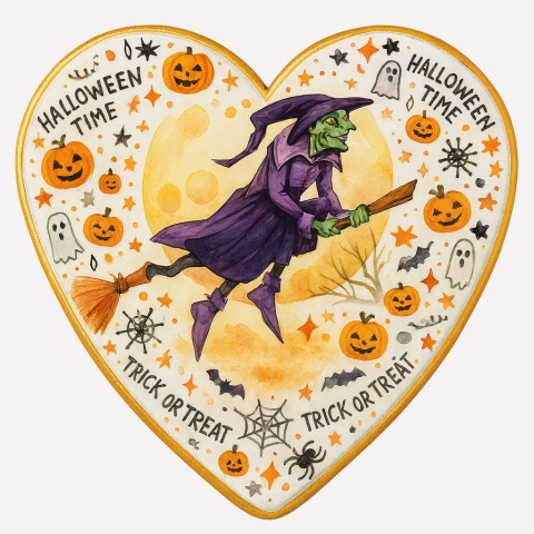 Ciastko lukrowane HALLOWEEN No.22 roz.M SERCE ręcznie robione Ciastko lukrowane HALLOWEEN No.22 roz.M SERCE ręcznie robione