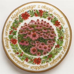 Ciastko lukrowane Życzenia KWIATY OGRÓD roz.XL KOŁO No.3 ręcznie robione