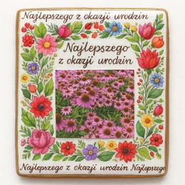 Ciastko lukrowane Życzenia KWIATY OGRÓD roz.XL  KWADRAT AT No.3 ręcznie robione