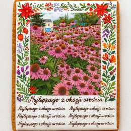 Ciastko lukrowane Życzenia KWIATY OGRÓD roz.XL PION No.XL ręcznie robione