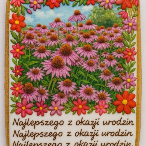 Ciastko lukrowane Życzenia KWIATY OGRÓD roz.XL PION No.3A ręcznie robione Ciastko lukrowane Życzenia KWIATY OGRÓD roz.XL PION No.3A ręcznie robione