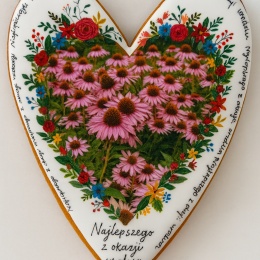 Ciastko lukrowane Życzenia KWIATY OGRÓD roz.XL SERCE No.3 ręcznie robione