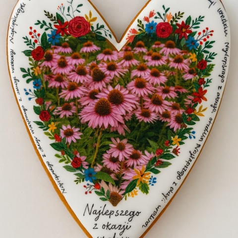 Ciastko lukrowane Życzenia KWIATY OGRÓD roz.XL SERCE No.3 ręcznie robione Ciastko lukrowane Życzenia KWIATY OGRÓD roz.XL SERCE No.3 ręcznie robione