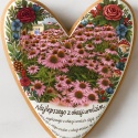 Ciastko lukrowane Życzenia KWIATY OGRÓD roz.L SERCE No.3a ręcznie robione