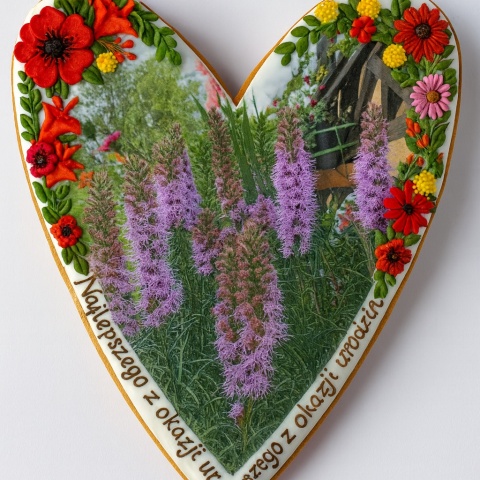 Ciastko lukrowane Życzenia KWIATY OGRÓD roz.M SERCE ręcznie robione