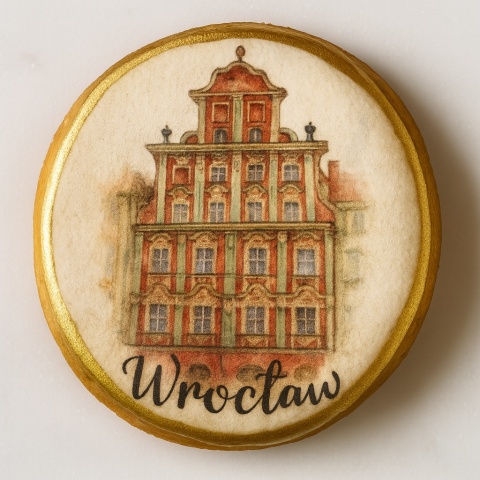 Ciastko lukrowane KAMIENICE WROCŁAW PAMIĄTKA KOŁO No.3 roz.XL ręcznie robione Ciastko lukrowane KAMIENICE WROCŁAW PAMIĄTKA KOŁO No.3 roz.XL ręcznie robione