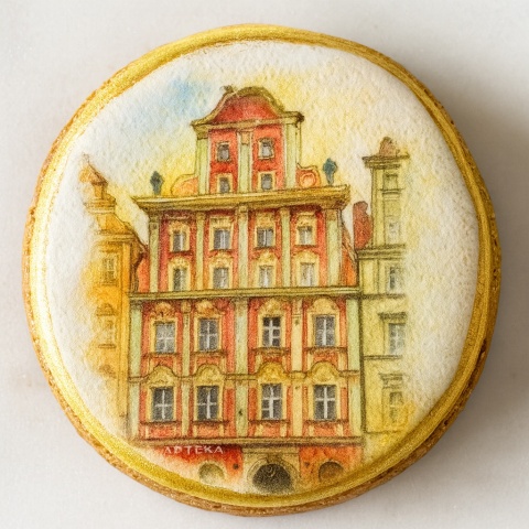 Ciastko lukrowane KAMIENICE WROCŁAW PAMIĄTKA KOŁO SUN No.3 roz.L ręcznie robione Ciastko lukrowane KAMIENICE WROCŁAW PAMIĄTKA KOŁO SUN No.3 roz.L ręcznie robione