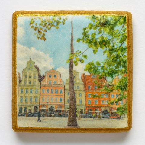 Ciastko lukrowane KAMIENICE WROCŁAW PAMIĄTKA  KWADRAT AT No.1 roz.XL ręcznie robione Ciastko lukrowane KAMIENICE WROCŁAW PAMIĄTKA  KWADRAT AT No.1 roz.XL ręcznie robione