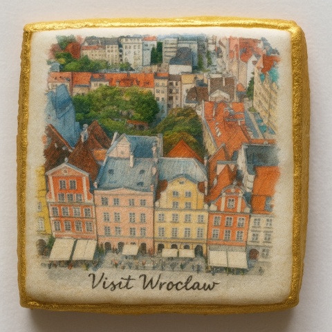 Ciastko lukrowane KAMIENICE WROCŁAW PAMIĄTKA  KWADRAT AT No.2 roz.S ręcznie robione Ciastko lukrowane KAMIENICE WROCŁAW PAMIĄTKA  KWADRAT AT No.2 roz.S ręcznie robione