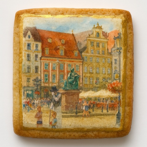 Ciastko lukrowane KAMIENICE WROCŁAW PAMIĄTKA KWADRAT AT roz.L ręcznie robione Ciastko lukrowane KAMIENICE WROCŁAW PAMIĄTKA KWADRAT AT roz.L ręcznie robione