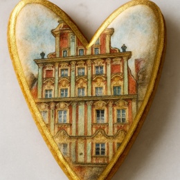 Ciastko lukrowane KAMIENICE WROCŁAW PAMIĄTKA SERCE No.3 roz.XL ręcznie robione