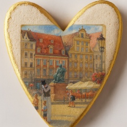 Ciastko lukrowane KAMIENICE WROCŁAW PAMIĄTKA SERCE roz.L ręcznie robione