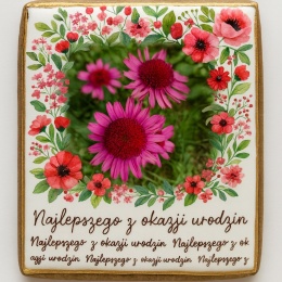 Ciastko lukrowane Życzenia KWIATY OGRÓD roz.XL  KWADRAT AT No.6 ręcznie robione