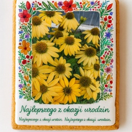 Ciastko lukrowane Życzenia KWIATY OGRÓD roz.XL PION No.5 ręcznie robione