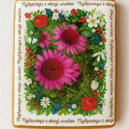 Ciastko lukrowane Życzenia KWIATY OGRÓD roz.XL PION No.6 ręcznie robione