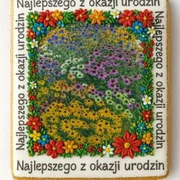 Ciastko lukrowane Życzenia KWIATY OGRÓD roz.XL PION No.7 ręcznie robione