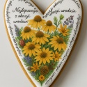 Ciastko lukrowane Życzenia KWIATY OGRÓD roz.XL SERCE No.5 ręcznie robione