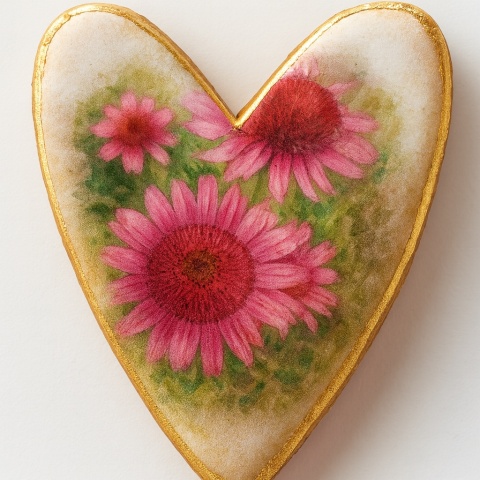 Ciastko lukrowane Życzenia KWIATY POLNE SERCENo.4 roz.XL ręcznie robione