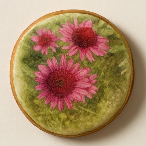 Ciastko lukrowane Życzenia KWIATY POLNE KOŁO No.4 roz.L ręcznie robione