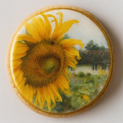 Ciastko lukrowane Życzenia KWIATY POLNE KOŁO No.6 roz.M ręcznie robione