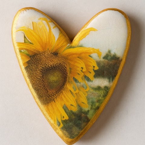 Ciastko lukrowane Życzenia KWIATY POLNE SERCE No.6 roz.S ręcznie robione