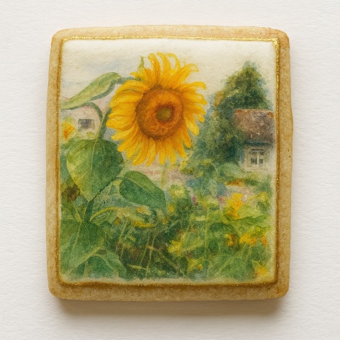 Ciastko lukrowane Życzenia KWIATY POLNE  KWADRAT AT No.6 roz.M ręcznie robione