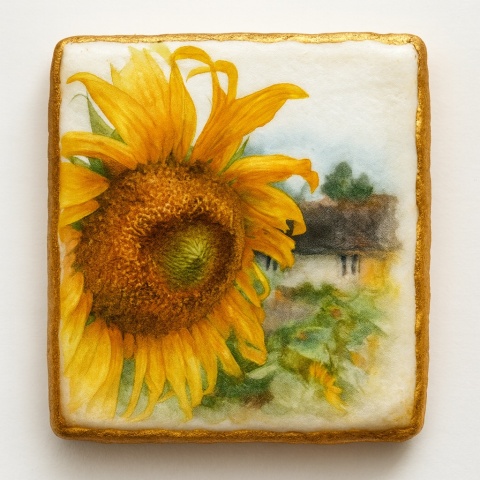 Ciastko lukrowane Życzenia KWIATY POLNE  KWADRAT AT No.6 roz.L ręcznie robione