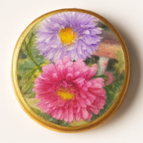 Ciastko lukrowane Życzenia KWIATY POLNE KOŁO No.3 roz.S ręcznie robione