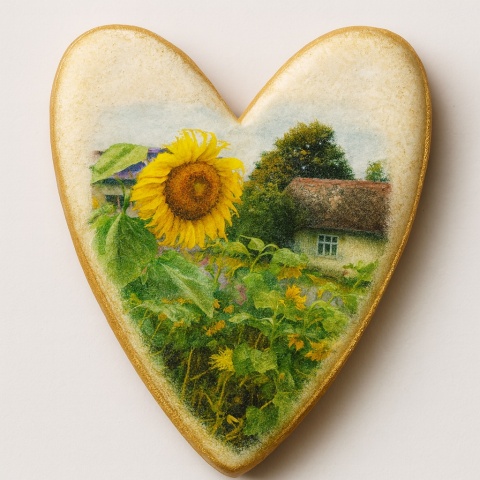 Ciastko lukrowane Życzenia KWIATY POLNE SERCE No.6 roz.M ręcznie robione