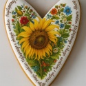 Ciastko lukrowane Życzenia KWIATY SŁONECZNIK SERCE No.2 roz.M ręcznie robione