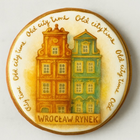 Ciastko lukrowane KAMIENICE WROCŁAW PAMIĄTKA KOŁO No.8 roz.XL ręcznie robione Ciastko lukrowane KAMIENICE WROCŁAW PAMIĄTKA KOŁO No.8 roz.XL ręcznie robione