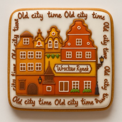 Ciastko lukrowane KAMIENICE WROCŁAW PAMIĄTKA KWADRAT No.10 roz.XL ręcznie robione Ciastko lukrowane KAMIENICE WROCŁAW PAMIĄTKA KWADRAT No.10 roz.XL ręcznie robione