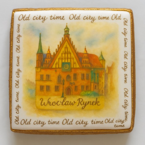 Ciastko lukrowane KAMIENICE WROCŁAW PAMIĄTKA KWADRAT No.7 roz.XL ręcznie robione Ciastko lukrowane KAMIENICE WROCŁAW PAMIĄTKA KWADRAT No.7 roz.XL ręcznie robione
