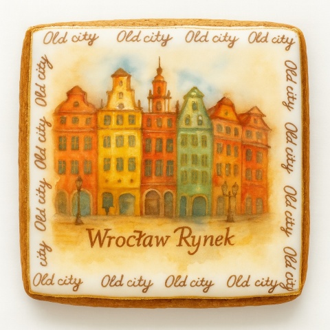 Ciastko lukrowane KAMIENICE WROCŁAW PAMIĄTKA POZIOM No.6 roz.L ręcznie robione Ciastko lukrowane KAMIENICE WROCŁAW PAMIĄTKA POZIOM No.6 roz.L ręcznie robione