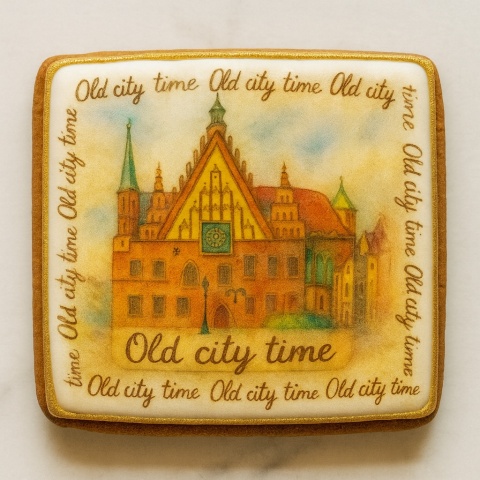 Ciastko lukrowane KAMIENICE WROCŁAW PAMIĄTKA POZIOM No.7 roz.XL ręcznie robione Ciastko lukrowane KAMIENICE WROCŁAW PAMIĄTKA POZIOM No.7 roz.XL ręcznie robione