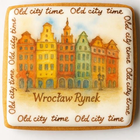 Ciastko lukrowane KAMIENICE WROCŁAW PAMIĄTKA POZIOM No.9 roz.L ręcznie robione Ciastko lukrowane KAMIENICE WROCŁAW PAMIĄTKA POZIOM No.9 roz.L ręcznie robione