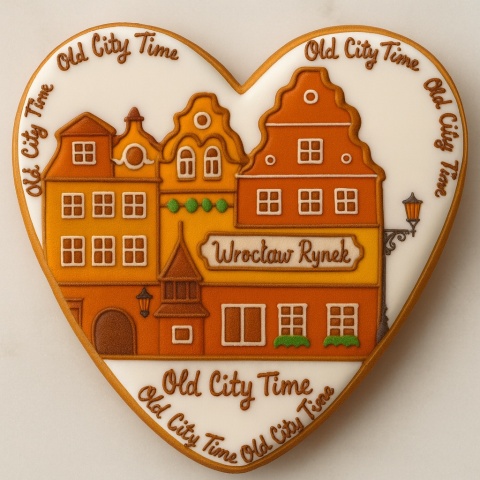 Ciastko lukrowane KAMIENICE WROCŁAW PAMIĄTKA SERCE No.10 roz.XL ręcznie robione