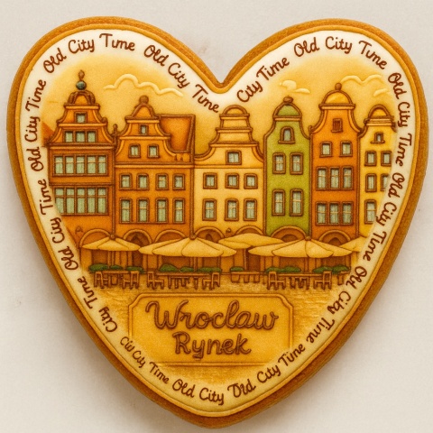 Ciastko lukrowane KAMIENICE WROCŁAW PAMIĄTKA SERCE No.13 roz.XL ręcznie robione Ciastko lukrowane KAMIENICE WROCŁAW PAMIĄTKA SERCE No.13 roz.XL ręcznie robione