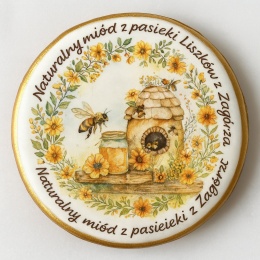 Ciastko lukrowane Logo pasieka pamiątka MIODEK KOŁO No.3 roz.XL ręcznie robione