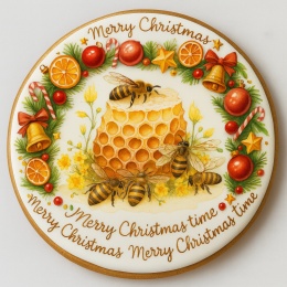 Ciastko lukrowane Logo pasieka pamiątka MIODEK KOŁO No.6 roz.M ręcznie robione