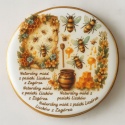 Ciastko lukrowane Logo pasieka pamiątka MIODEK KOŁO roz.S ręcznie robione
