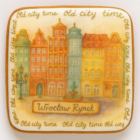 Ciastko lukrowane KAMIENICE WROCŁAW PAMIĄTKA POZIOM No.17 roz.L ręcznie robione Ciastko lukrowane KAMIENICE WROCŁAW PAMIĄTKA POZIOM No.17 roz.L ręcznie robione