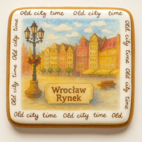 Ciastko lukrowane KAMIENICE WROCŁAW PAMIĄTKA KWADRAT No.25 roz.L ręcznie robione Ciastko lukrowane KAMIENICE WROCŁAW PAMIĄTKA KWADRAT No.25 roz.L ręcznie robione