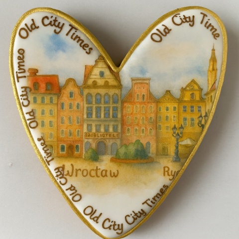 Ciastko lukrowane KAMIENICE WROCŁAW PAMIĄTKA SERCE No.19 roz.XL ręcznie robione Ciastko lukrowane KAMIENICE WROCŁAW PAMIĄTKA SERCE No.19 roz.XL ręcznie robione