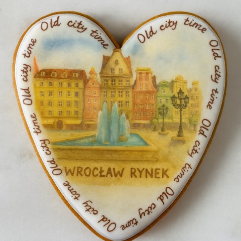 Ciastko lukrowane KAMIENICE WROCŁAW PAMIĄTKA SERCE No.24 roz.XL ręcznie robione Ciastko lukrowane KAMIENICE WROCŁAW PAMIĄTKA SERCE No.24 roz.XL ręcznie robione