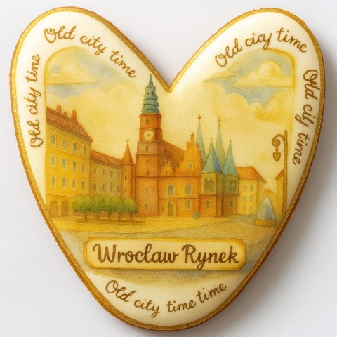 Ciastko lukrowane KAMIENICE WROCŁAW PAMIĄTKA SERCE No.28 roz.L ręcznie robione Ciastko lukrowane KAMIENICE WROCŁAW PAMIĄTKA SERCE No.28 roz.L ręcznie robione
