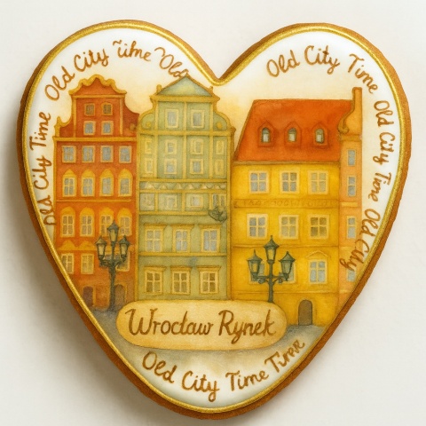 Ciastko lukrowane KAMIENICE WROCŁAW PAMIĄTKA SERCE No.29 roz.XL ręcznie robione Ciastko lukrowane KAMIENICE WROCŁAW PAMIĄTKA SERCE No.29 roz.XL ręcznie robione